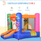 Inflatable Playhouse Giant Bouncy Castle for Kids 3-8 Years Old Colorful Bouncy Trampoline with Slide and Basketball Hoop 250cmx180cmx175cm - Borge' Group Limited
