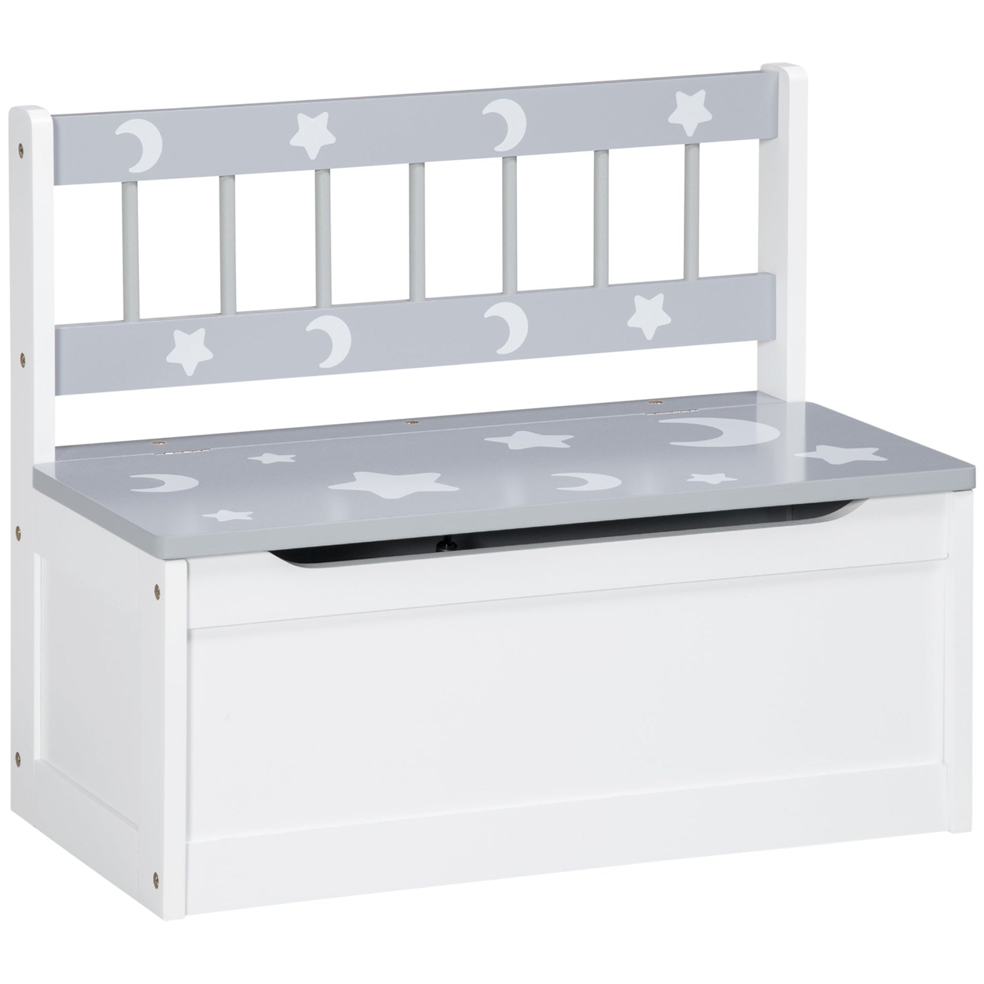 Store Bench White-Grey Modern with Stars | 60x30x50 cm - Borgè