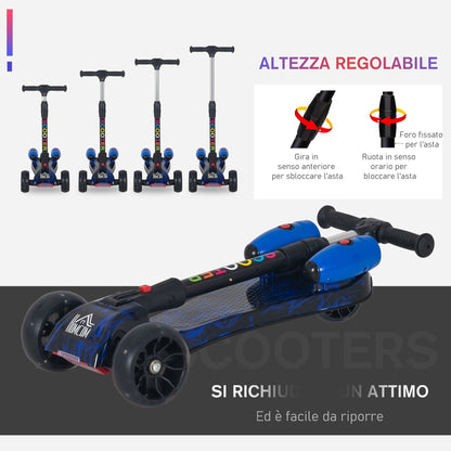 Folding and adjustable scooter for small children 3-8 years, blue - Borgè