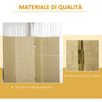 Indoor 4-Panel Wooden Folding Space-Saving Indoor Screen, Height 170cm, Brown - Borgè