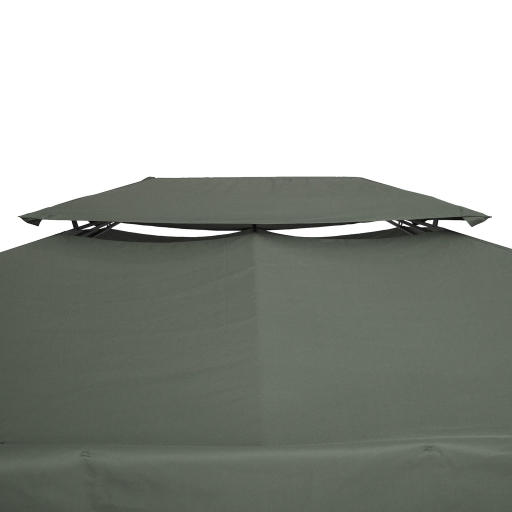 Outsunny coverage for gazebo 4x3 m at 2 levels in polyester with straps and 10 drainage holes, dark gray - Borgè