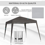 Outsunny Garden Folding Gazebo 2.4x2.4m with steel structure and windproof ropes, coffee - Borgè