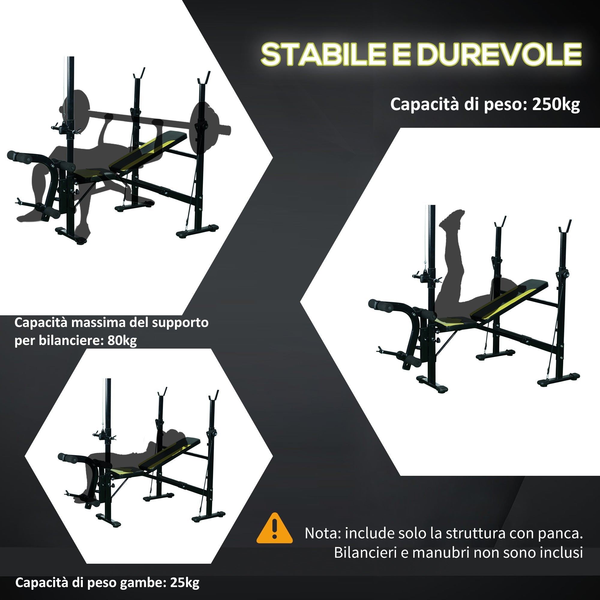 Multifunction bench fitness station with adjustable backrest on 3 levels support legs and upper bar - black - Borgè
