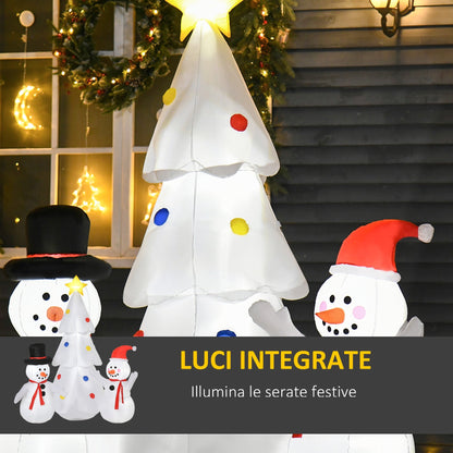 Inflatable Christmas tree with snowman Christmas decoration with led lights for garden and home - multicolor - Borgè