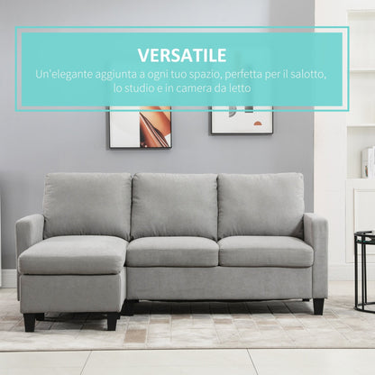 IGOR | Light Grey Fabric 3 Seater Corner Sofa with adjustable Lounge - Borgè