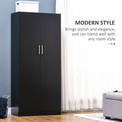 Wardrobe / Closet with 4 Shelves, Wooden wardrobe MDF , Black | - Borgè