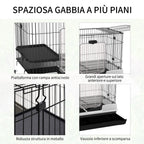 Black Metal Rabbit and Guinea Pig Cage with 2 Doors and Removable Tray 81.2x52.7x70cm - Borge' Group Limited