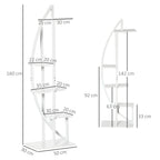 5-Tier Crescent-Shaped Indoor/Outdoor MDF and Steel Flower Stand, 50x30x160cm, White - Borge' Group Limited