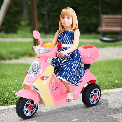 PINK MOTORINO | Children's Electric tricycle for 6v girls with lights and music, pink - Borgè