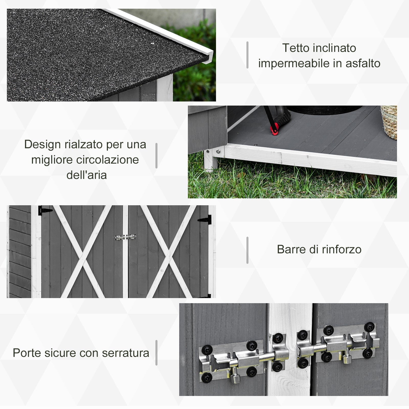 Wooden Garden Shed with 2 Doors, Outdoor Garden Tool Cabinet with a Stool, 139x75x147/160cm - Borge' Group Limited