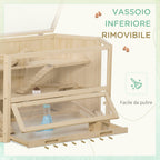 3-Tier Wooden Hamster House with Opening Roof and Transparent Wall, 115x60x55cm - Borge' Group Limited