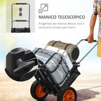 SPORTNOW Folding beach trolley with mesh pocket, telescopic handle and easel, 82x67x81 cm - Borgè