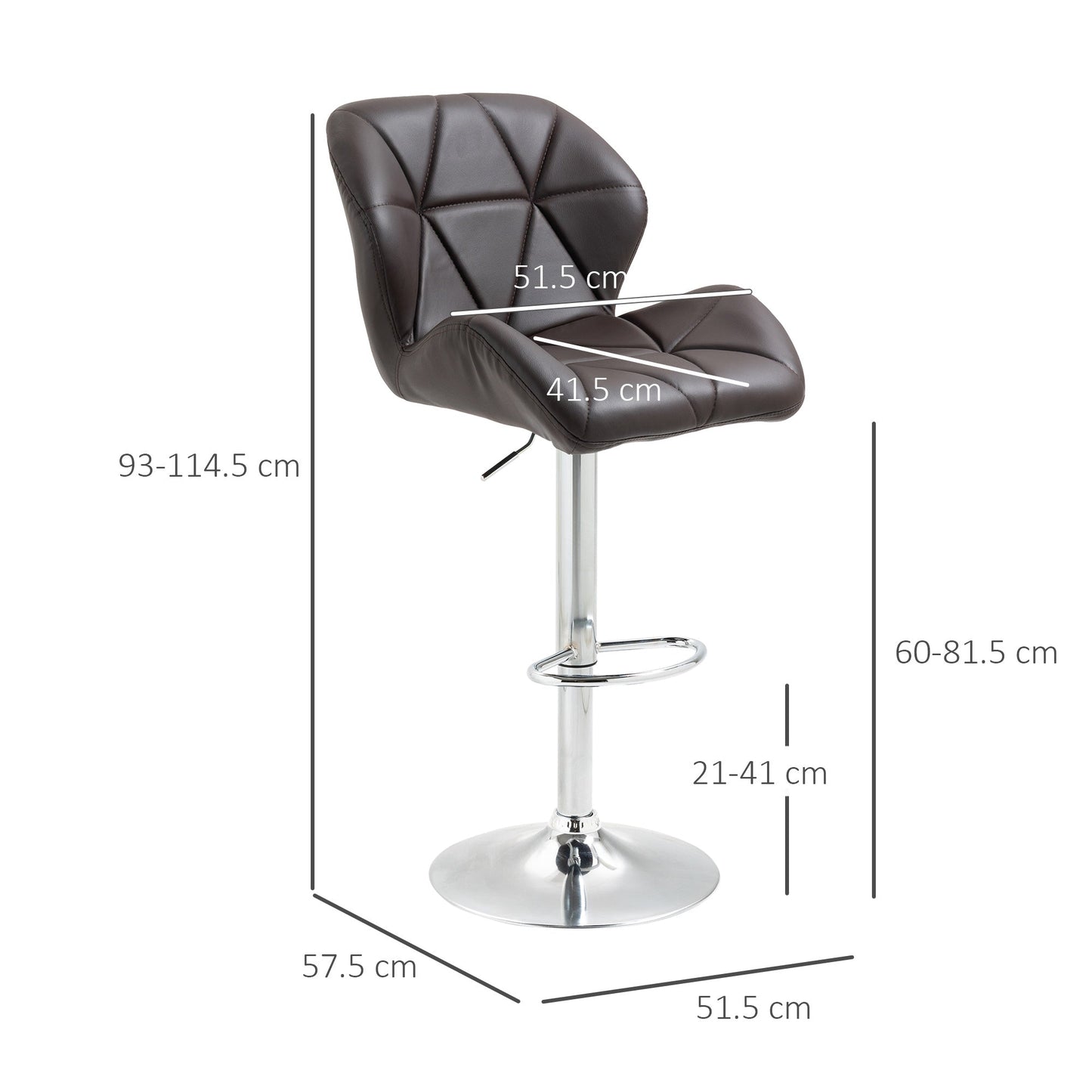 Set 2 swivel bar stools with adjustable height, similar coating and round base - brown - Borgè