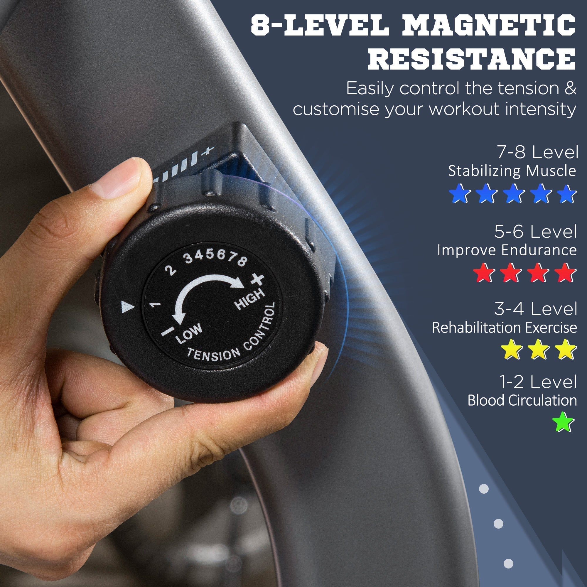 Cyclette horizontal Recumbent with 8 levels of resistance, LCD screen and adjustable seat, 122-137x62x103 cm - Borge' Group Limited