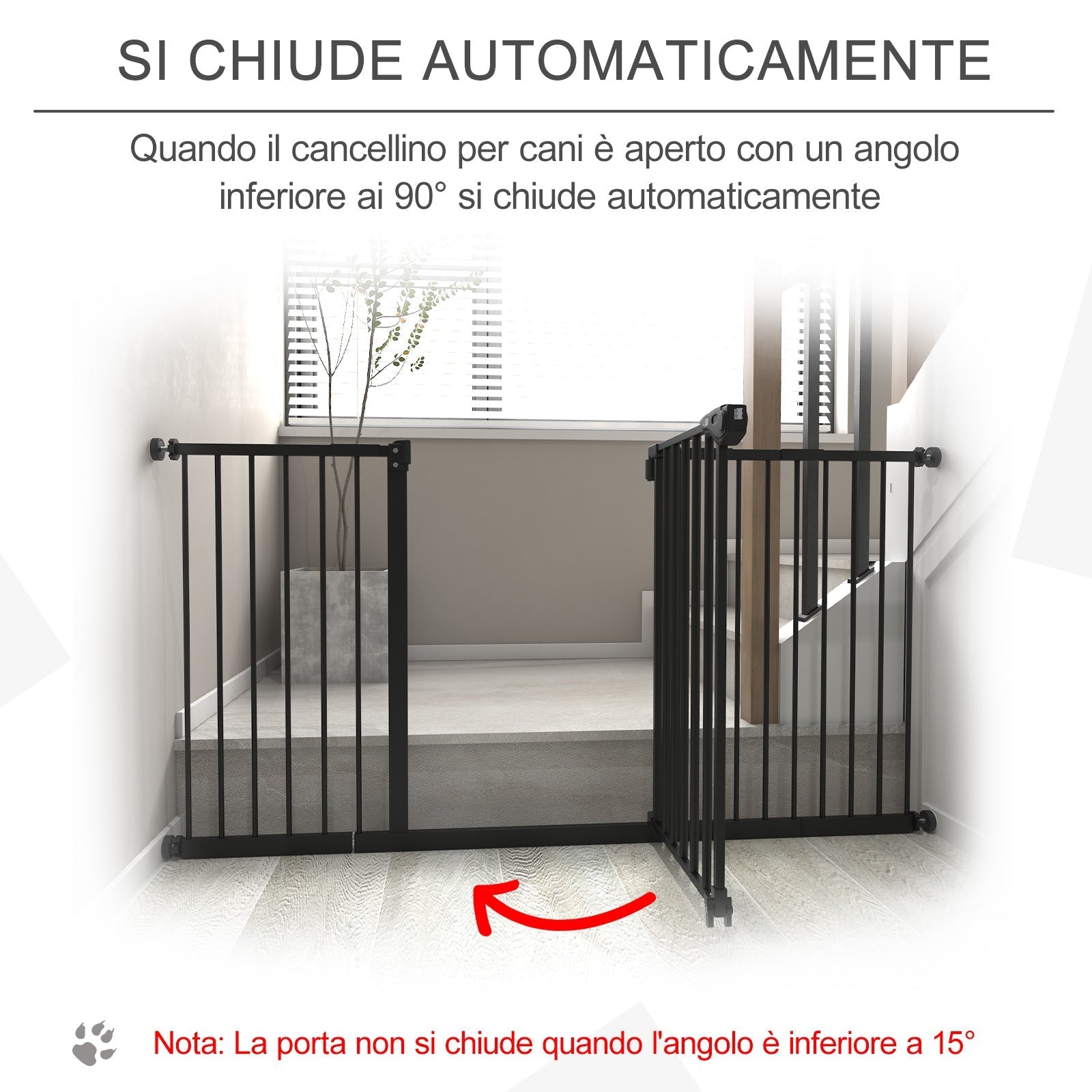 Dog Gate for Pets 3 Extensions Adjustable Width Up to 147.5cm Automatic Closing, Black - Borge' Group Limited