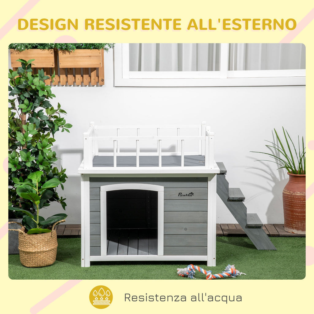 PAWHUT CASETTE FOR DOG WITH THE SCALETTA terrace and window 121x77x78cm Light Grey - Borgè