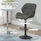 Set 2 swivel bar stools with adjustable height, similar coating and round base - military green - Borgè