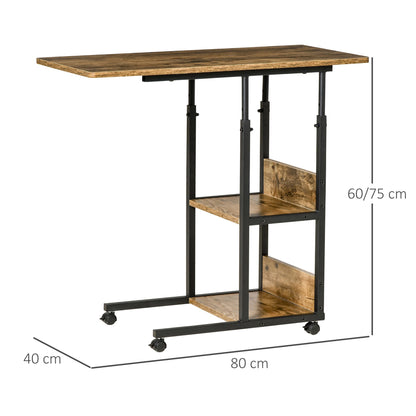 Living Room Table to C Industrial Style, Design Bottle Adjustable Height - Rustic Marrone - Borgè