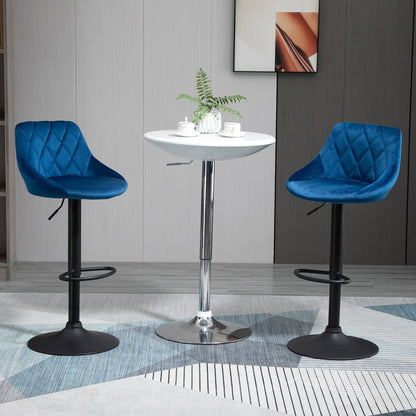 Homcom set 2 swivel design bar stools with adjustable height - blue - Borgè