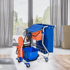 Homcom professional cleaning trolley with 4 buckets 18L/6l blue and orange - Borgè