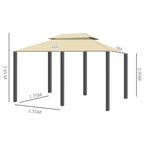 ROMA | 3x4m Garden Gazebo with Curtains and 2-Tier Roof Cream White - Borge' Group Limited