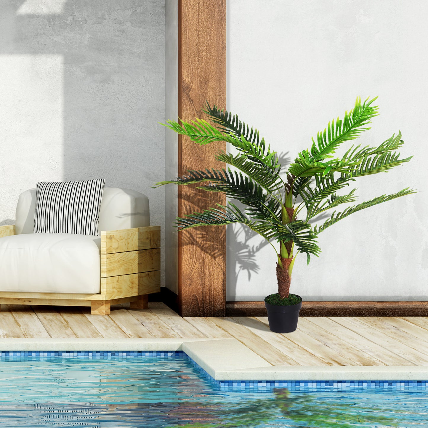 Outsunny Artificial Plan Palma Cycas 123cm high interior and outdoor with vase included - Borgè