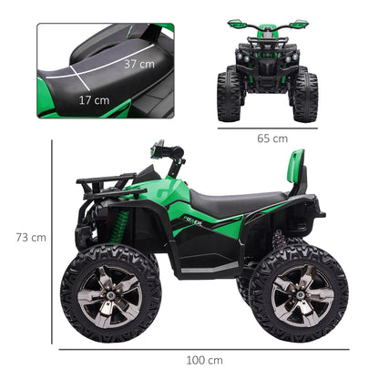 Quad for 12V electric children with working headlights and pedal, rechargeable battery, age 3-5 years, 100x65x73cm - black/green - Borgè