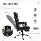 office chair at adjustable height with reclining back and footrest, 64.5x69x117-127 cm, black - Borgè