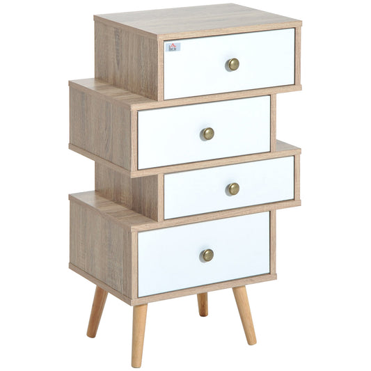 Cabinet Nordic wooden and white wooden chest of drawers, 47x29.5x81cm - Borgè