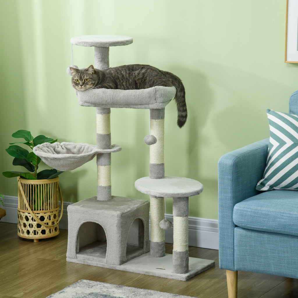 Cat Tree for cats with Scratch Pole i, 65x30x104 cm, light gray - Borgè