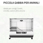Black Metal Rabbit and Guinea Pig Cage with 2 Doors and Removable Tray 81.2x52.7x70cm - Borge' Group Limited