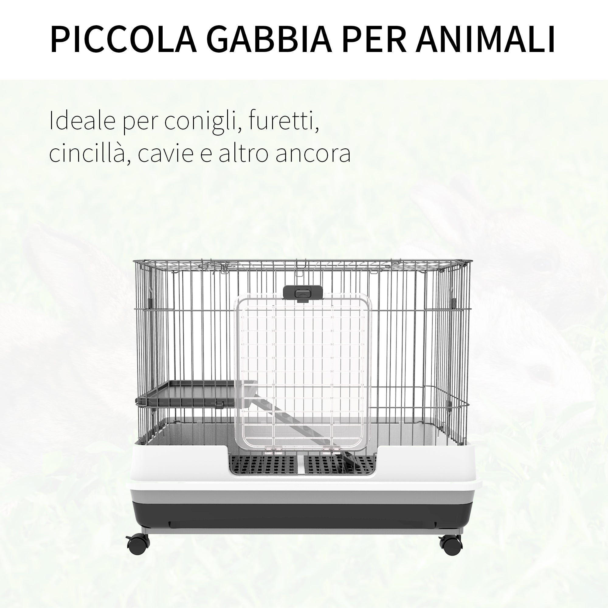 Black Metal Rabbit and Guinea Pig Cage with 2 Doors and Removable Tray 81.2x52.7x70cm - Borge' Group Limited