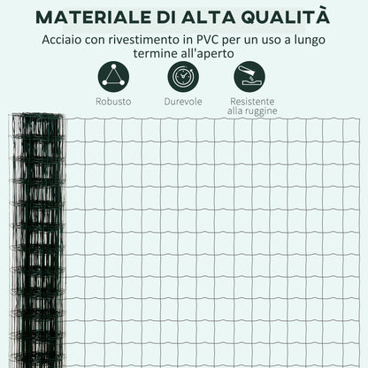 Outsunny steel fence network and PVC for outdoor spaces, 25m roll and height 1.7m, green - Borgè