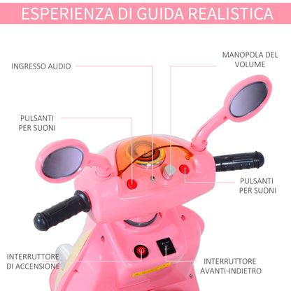 PINK MOTORINO | Children's Electric tricycle for 6v girls with lights and music, pink - Borgè