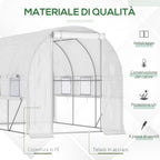 3x2x2m Steel Greenhouse with PE Cover, Zip Doors and Mesh Windows, White - Borge' Group Limited