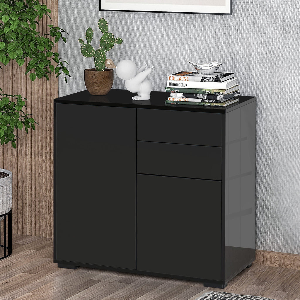 Multiuse cabinet with 2 drawers and 2 lockers, pressure opening, home and office furniture, 79x36x74cm - Borgè