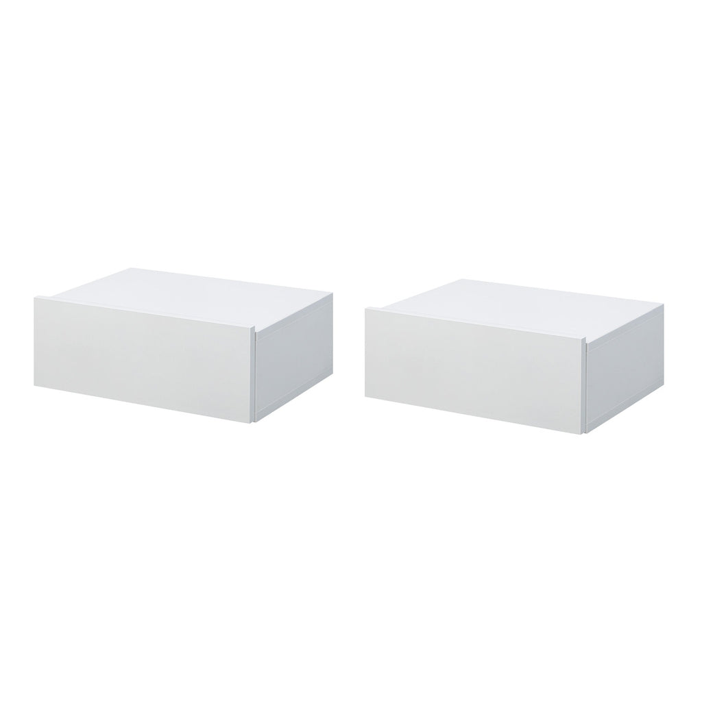 Set of 2 Fixed White Bedside tables with modern design | 40x30x15cm - Borgè