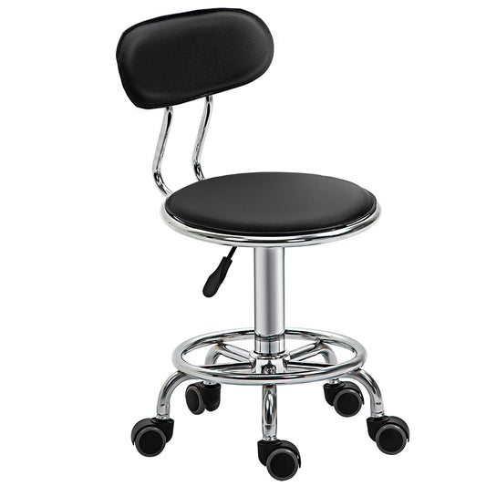 Ergonomic Beauty Stool for Beauticians with Wheels, Adjustable Height, and Curved Back | 38x48x70.5-86 cm