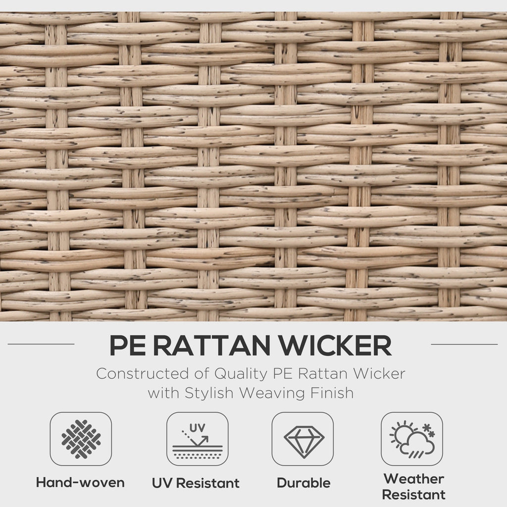 4-Piece Rattan Garden Set, Corner Sofa with Cushions and Coffee Tables, Black and Light Brown - Borge' Group Limited