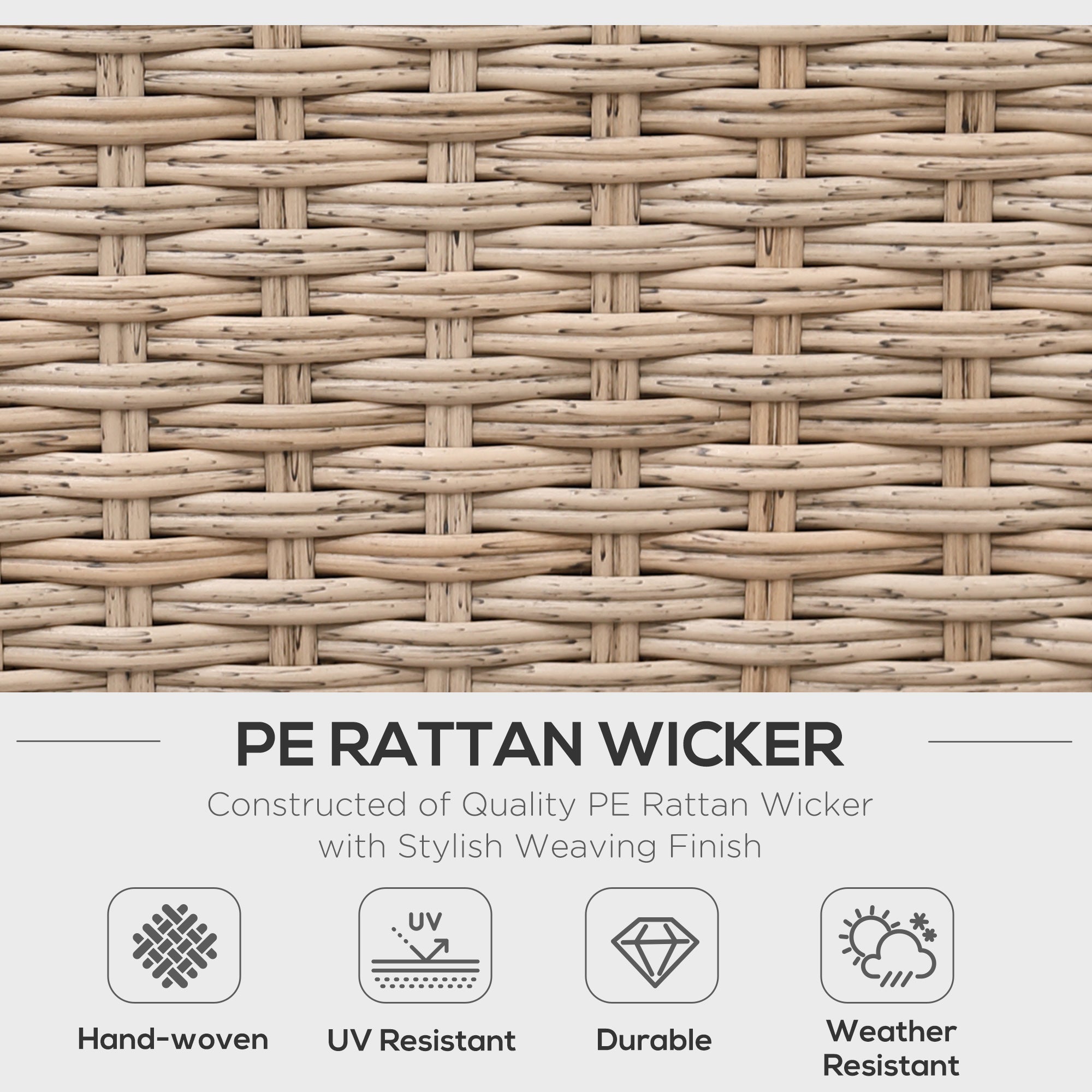 4-Piece Rattan Garden Set, Corner Sofa with Cushions and Coffee Tables, Black and Light Brown - Borge' Group Limited