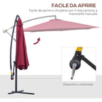 Garden Umbrella 3x2.5 m Tilting Arm with Crank, Dark Red - Borge' Group Limited