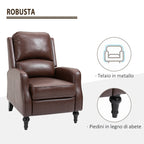 Relaxable Relaxable Armchair 90 ° and 150th Manual for TV, Living Room, Room, Modern Leather Design 73x86x104cm - Borgè
