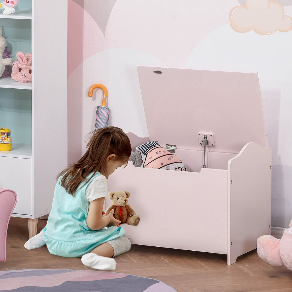 Store Bench Pink wooden bench with storage space for childrens room - Borgè