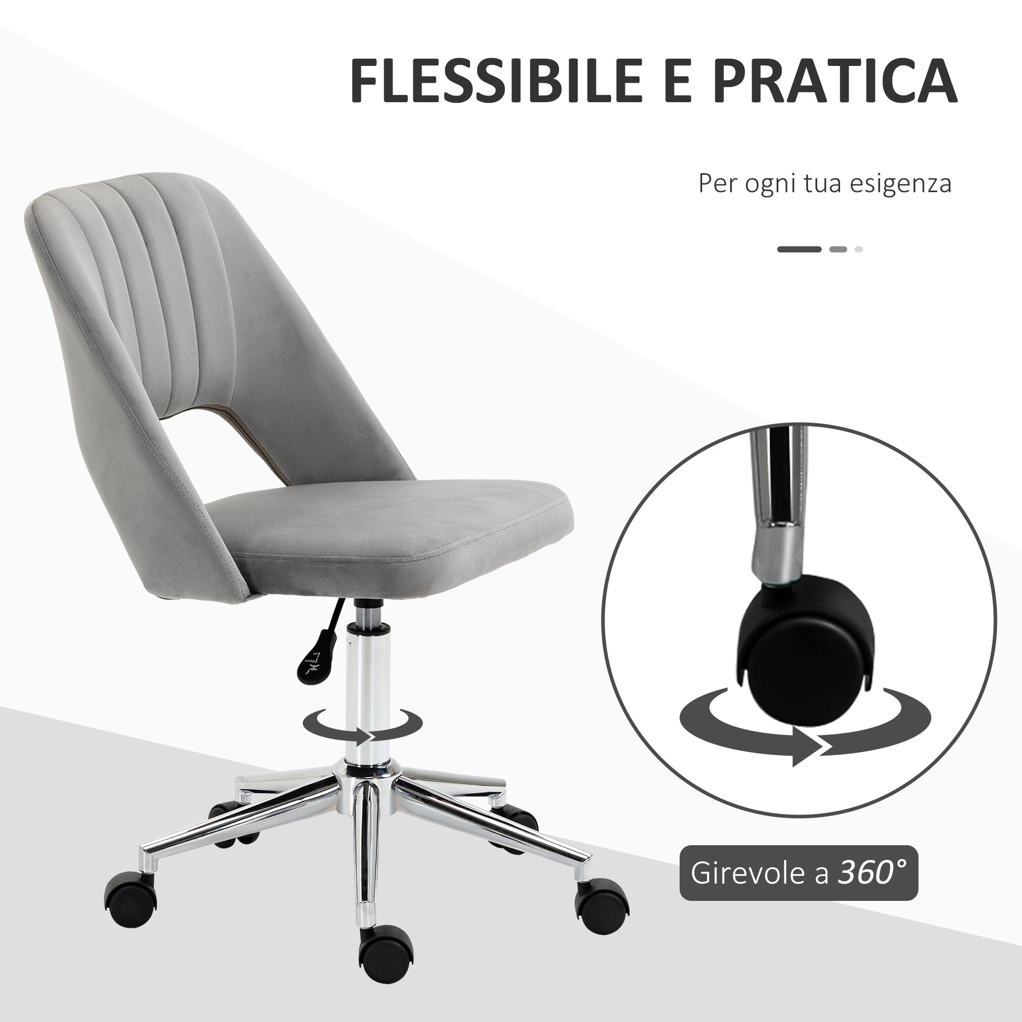 Winter chair of house padding swivel and adjustable height - Grey height - Borgè