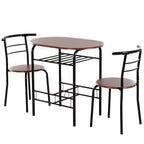 Dining Set 3 pieces table with 2 wood and black brown chairs - Borgè