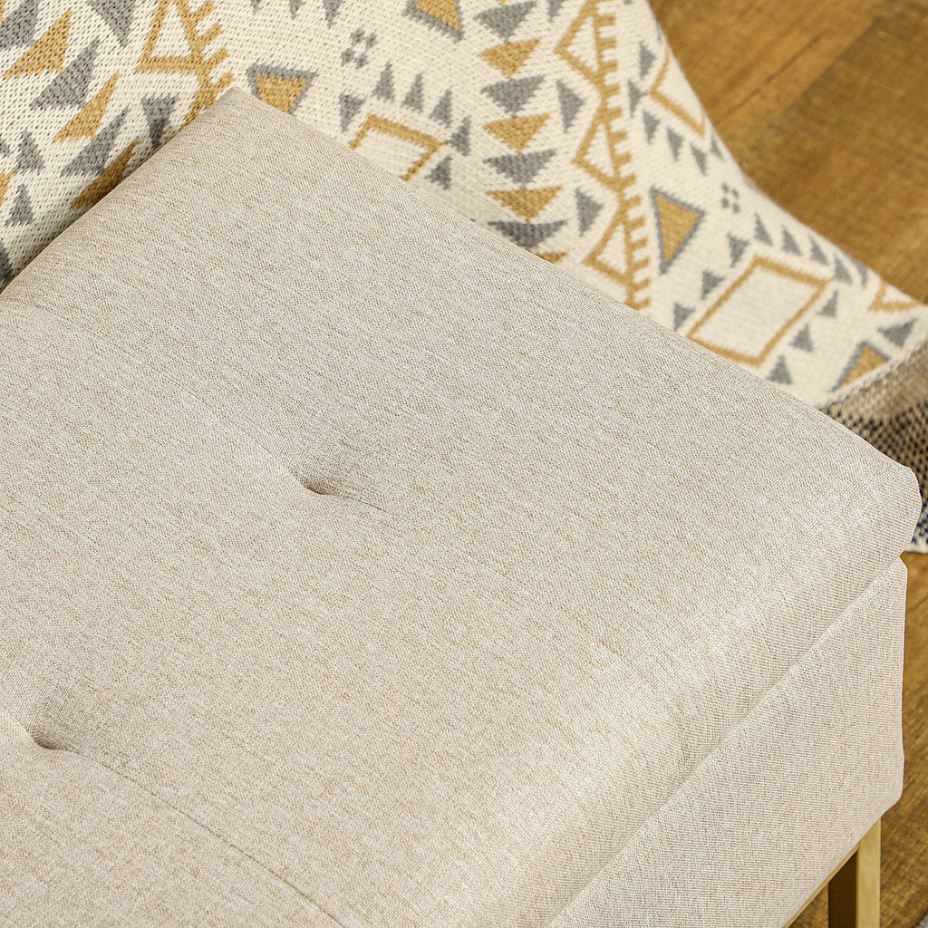 Homcom bench with quilted polyester container with gold steel legs, 110x44x48cm, beige - Borgè