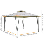 Beige Metal and Polyester Garden Gazebo with Double Roof 3.5x3.5m - Borge' Group Limited