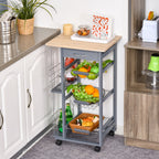 Homcom kitchen trolley with removable drawers and 2 hobs, in pine wood and metal, 47x37x83 cm - Borgè