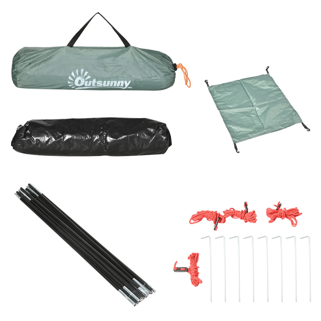 Outsunny 2 -seater camping curtain with hinge door, mosquito net and transport bag, 206x185x120cm, green - Borgè