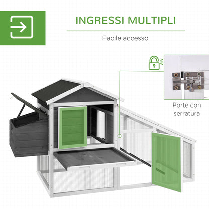 Pawhut cage for chickens or ducks, prefabricated wooden chicken coop with waterproof roof, 178x95x100 cm, grey - Borgè